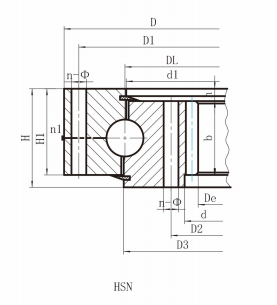 single row ball slewing bearing (HS series) internal gear Engranaje interno del rodamiento de bolas de una hilera (serie HS)